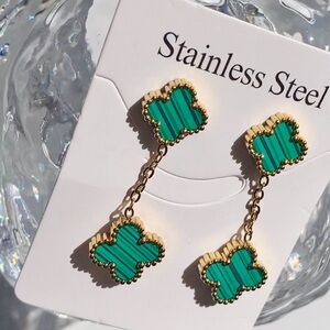 Clover Green Dangle Earrings